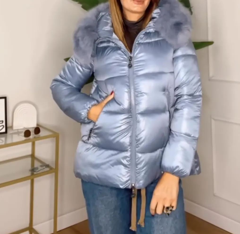 [Copy]Light Gray Faux Fur Zip - up Bomber Jacket