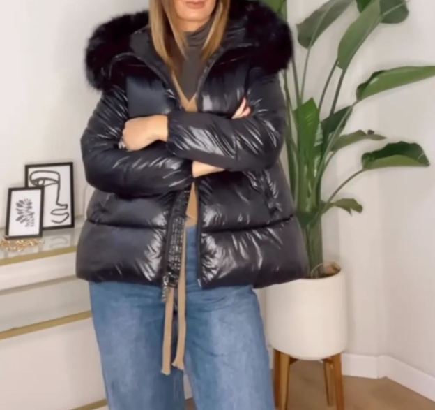 [Copy]Light Gray Faux Fur Zip - up Bomber Jacket