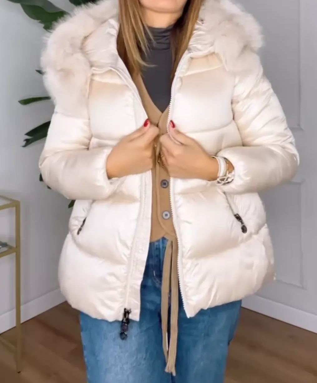 [Copy]Light Gray Faux Fur Zip - up Bomber Jacket