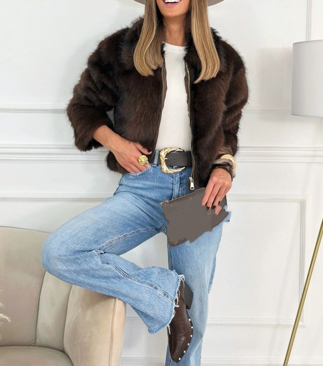 [Copy]Long Puffer Coat with Faux Fur - Trimmed Hood