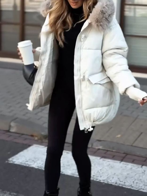 [Copy]White Faux Shearling Biker Jacket