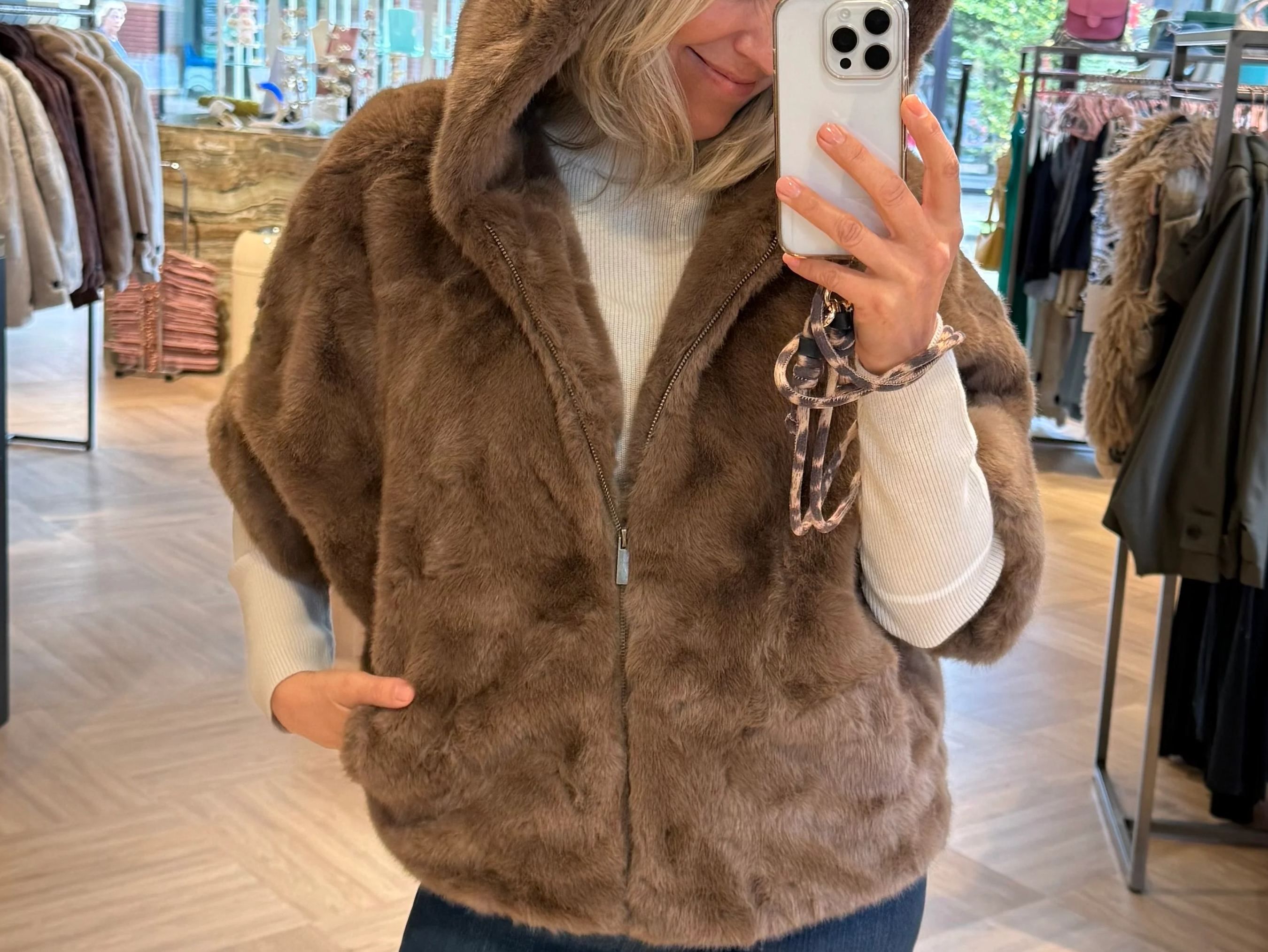 [Copy]Long Faux Fur Coat with Zipper