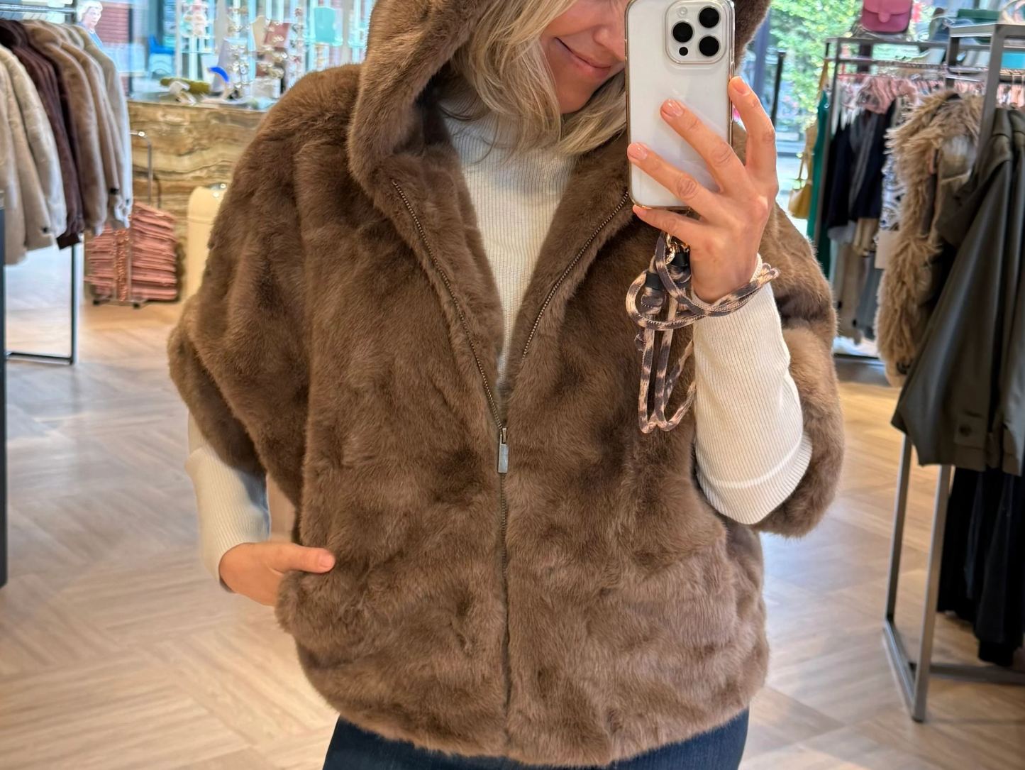 [Copy]Long Faux Fur Coat with Zipper