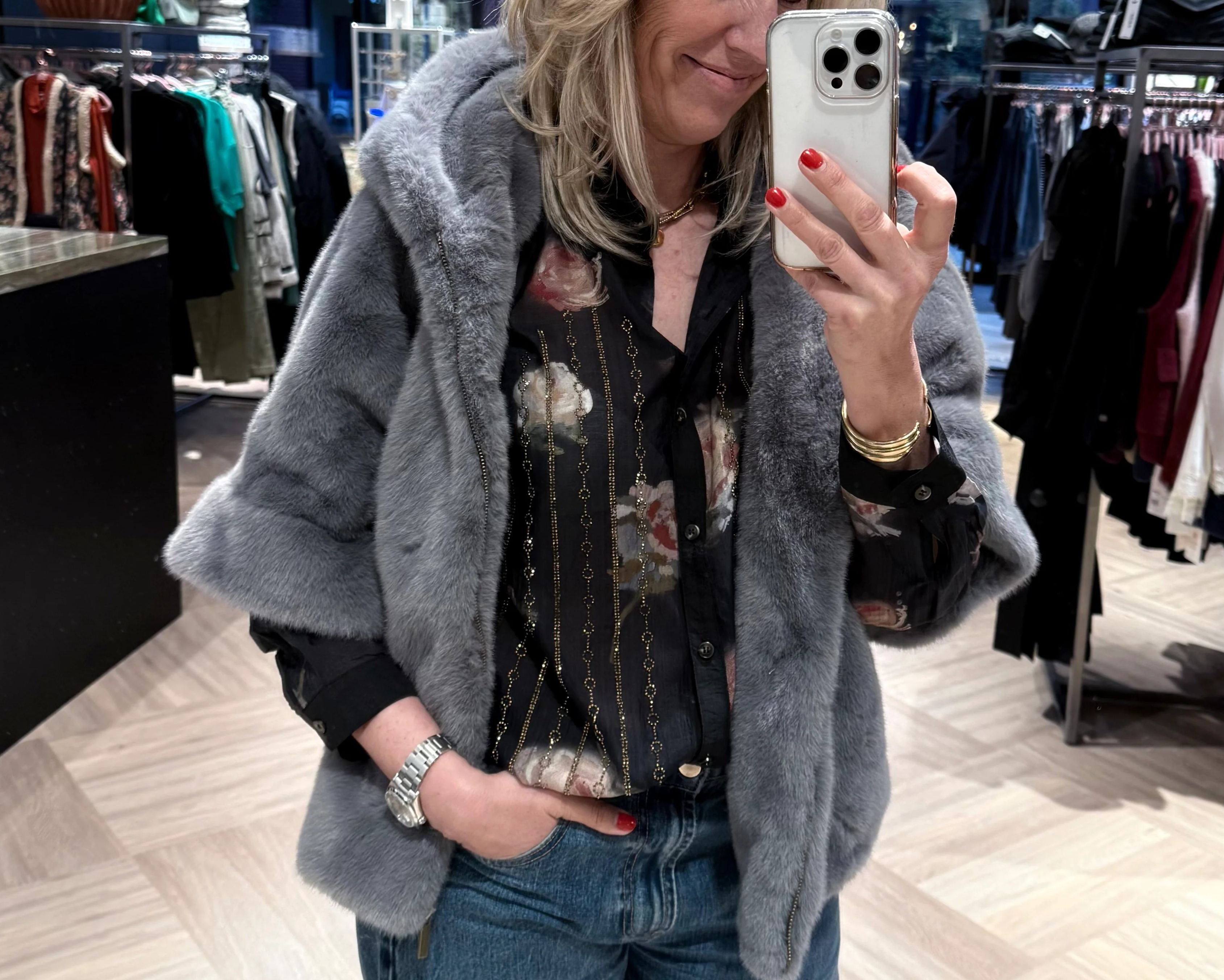 [Copy]Long Faux Fur Coat with Zipper