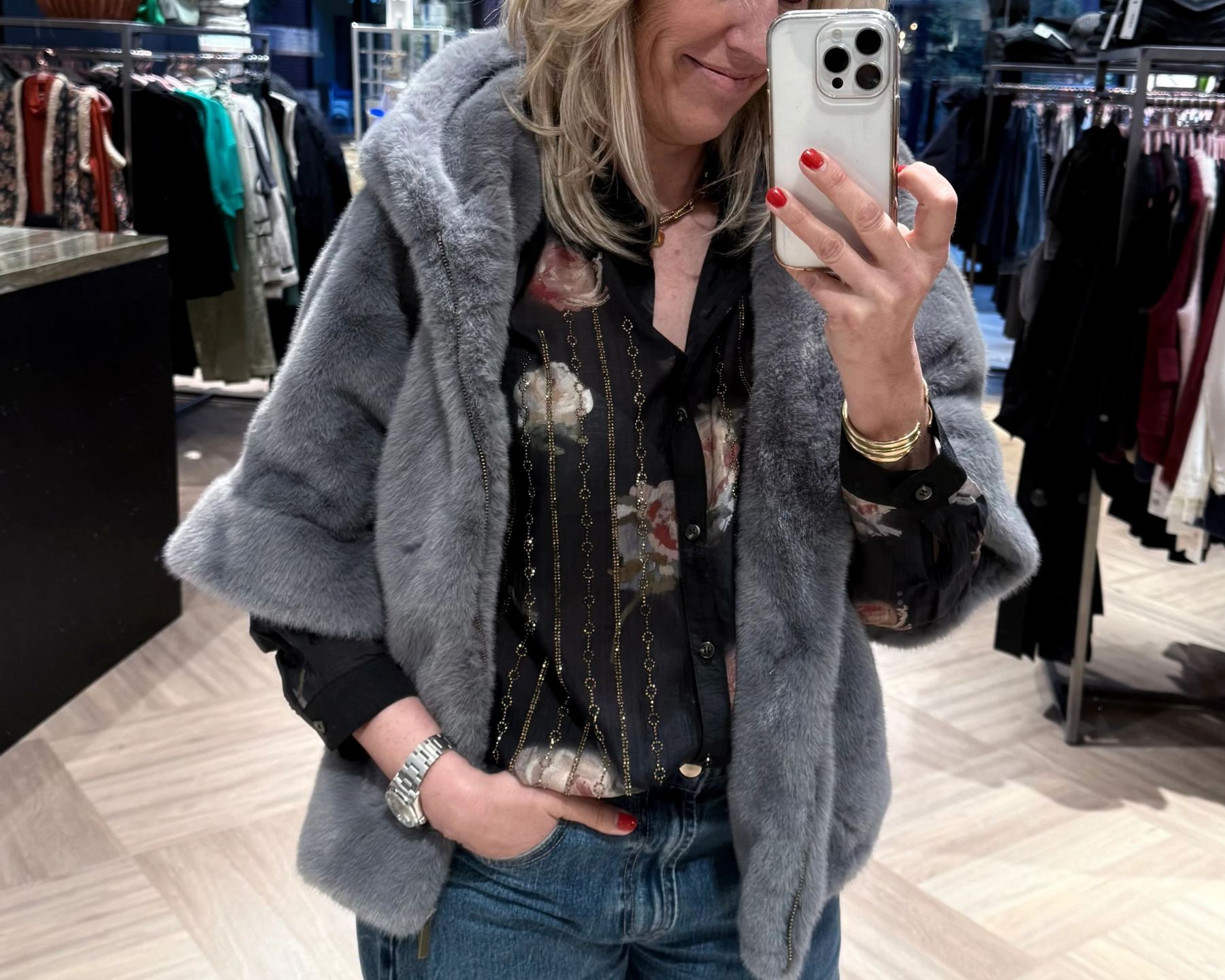 [Copy]Long Faux Fur Coat with Zipper