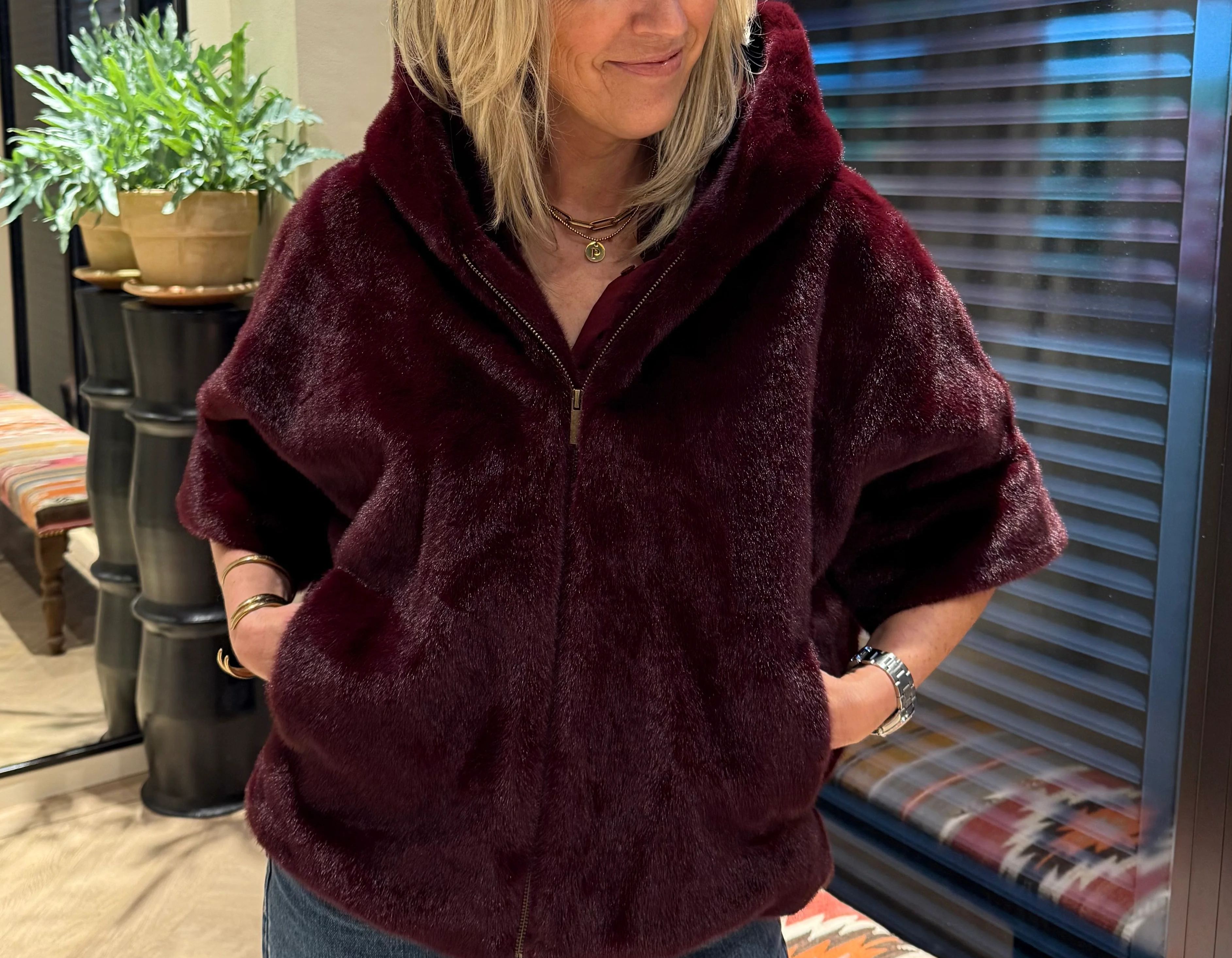 [Copy]Long Faux Fur Coat with Zipper