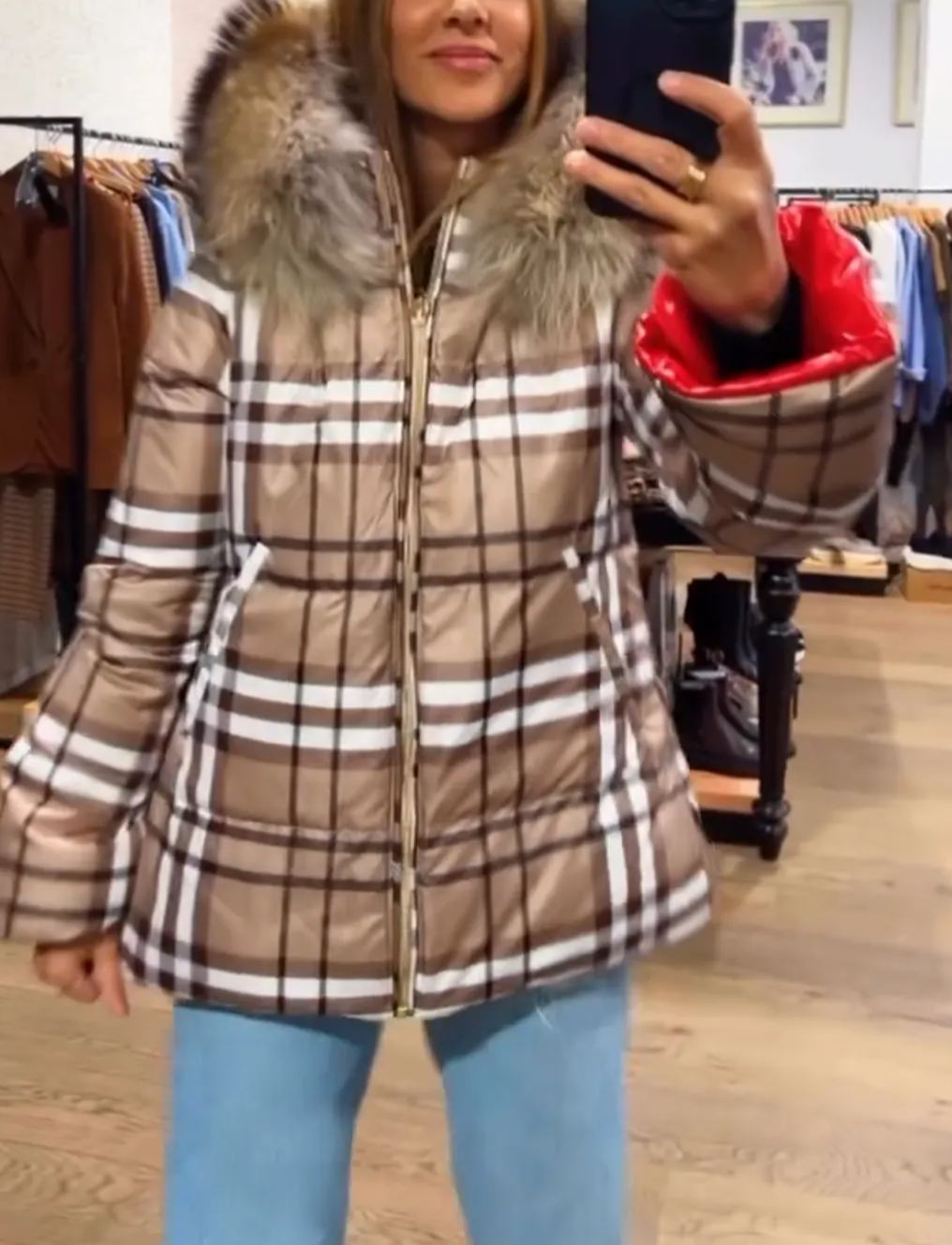 [Copy]Hooded Down Coats with Faux Fur Trim