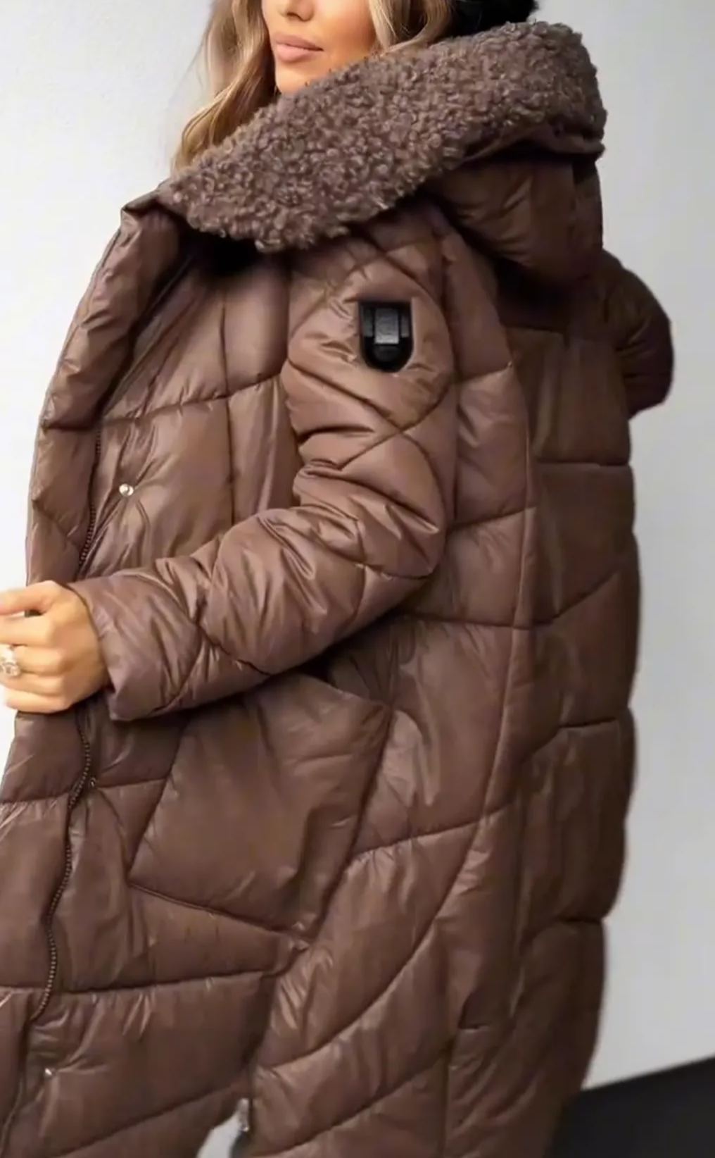 [Copy]Dark Grey Bomber Jacket with Large Faux Fur Collar