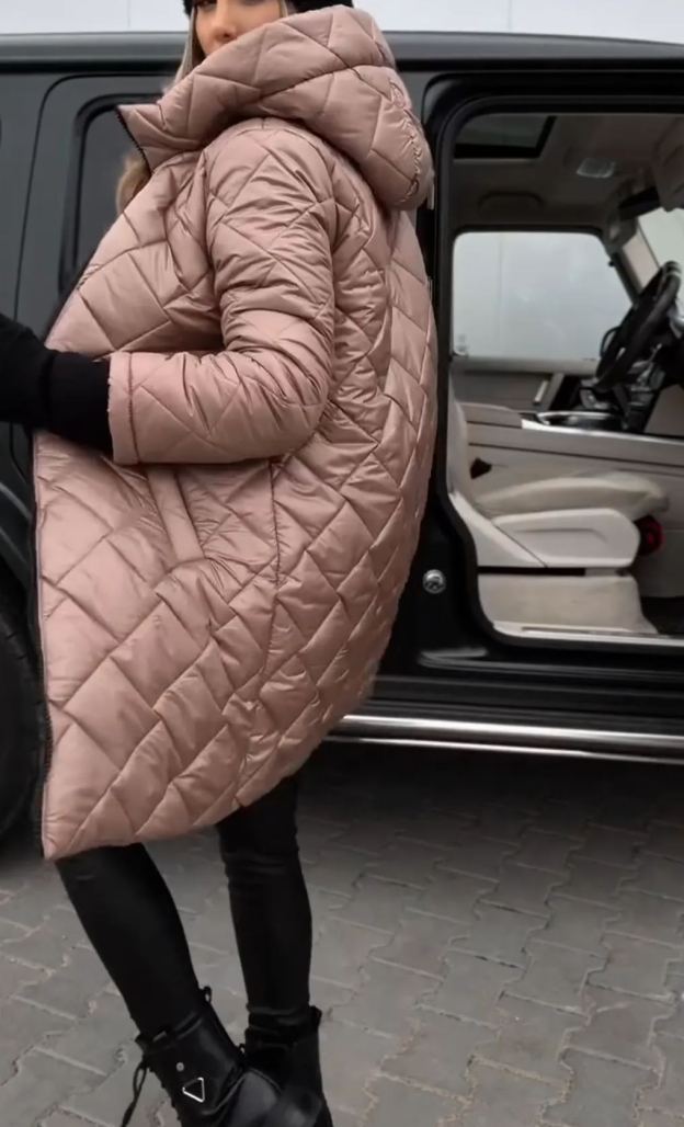 [Copy]Long Brown Puffer Coat with Faux Fur Hood