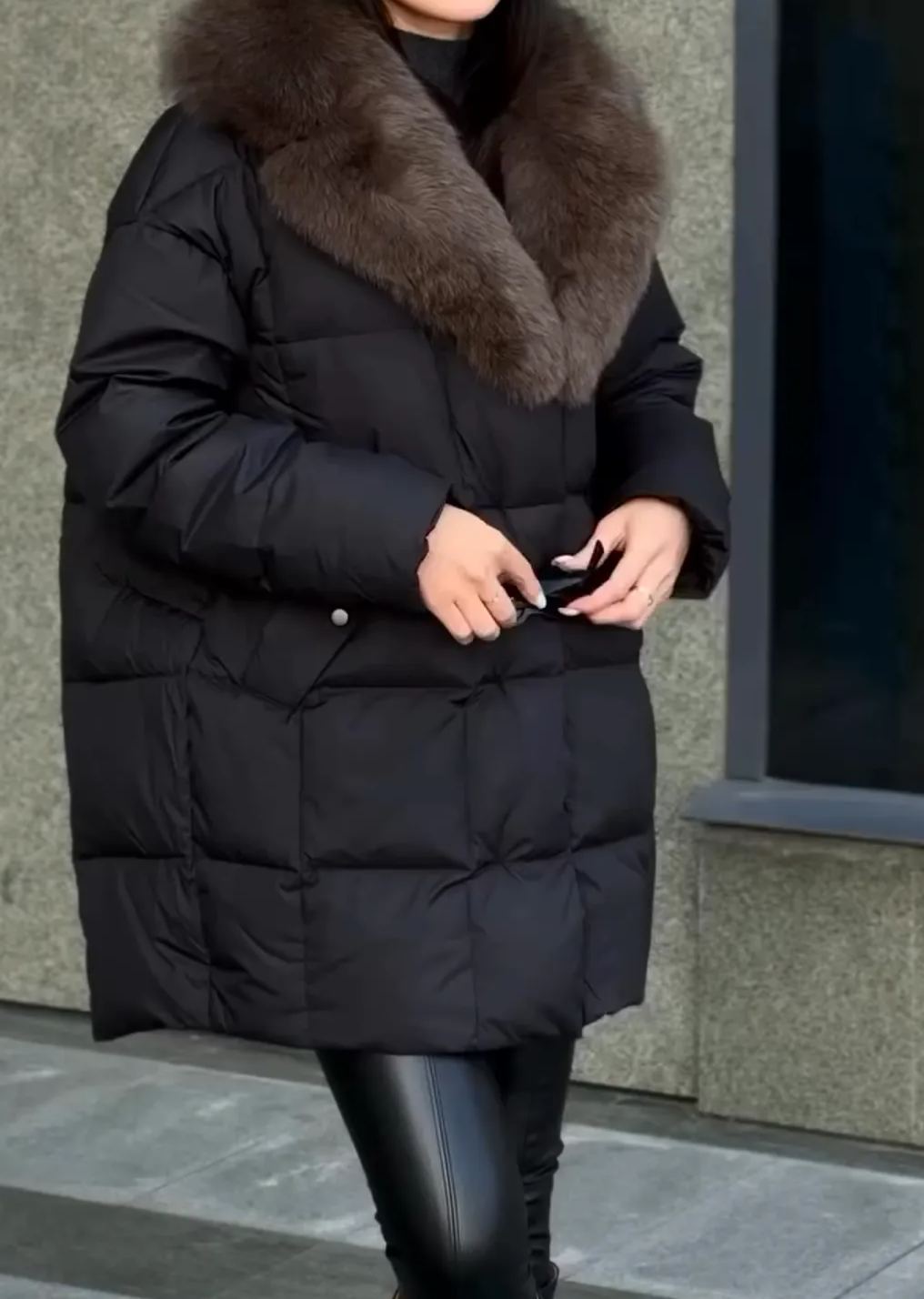 [Copy]Burgundy Long Puffer Coat with Hood