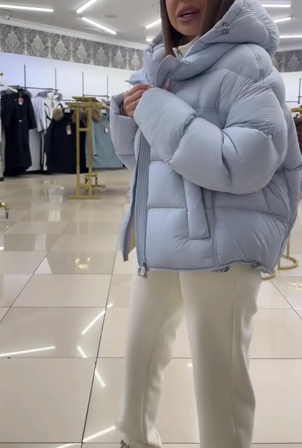 [Copy]Black Faux Fur Coat with Belt and Dark Brown Fur Collar