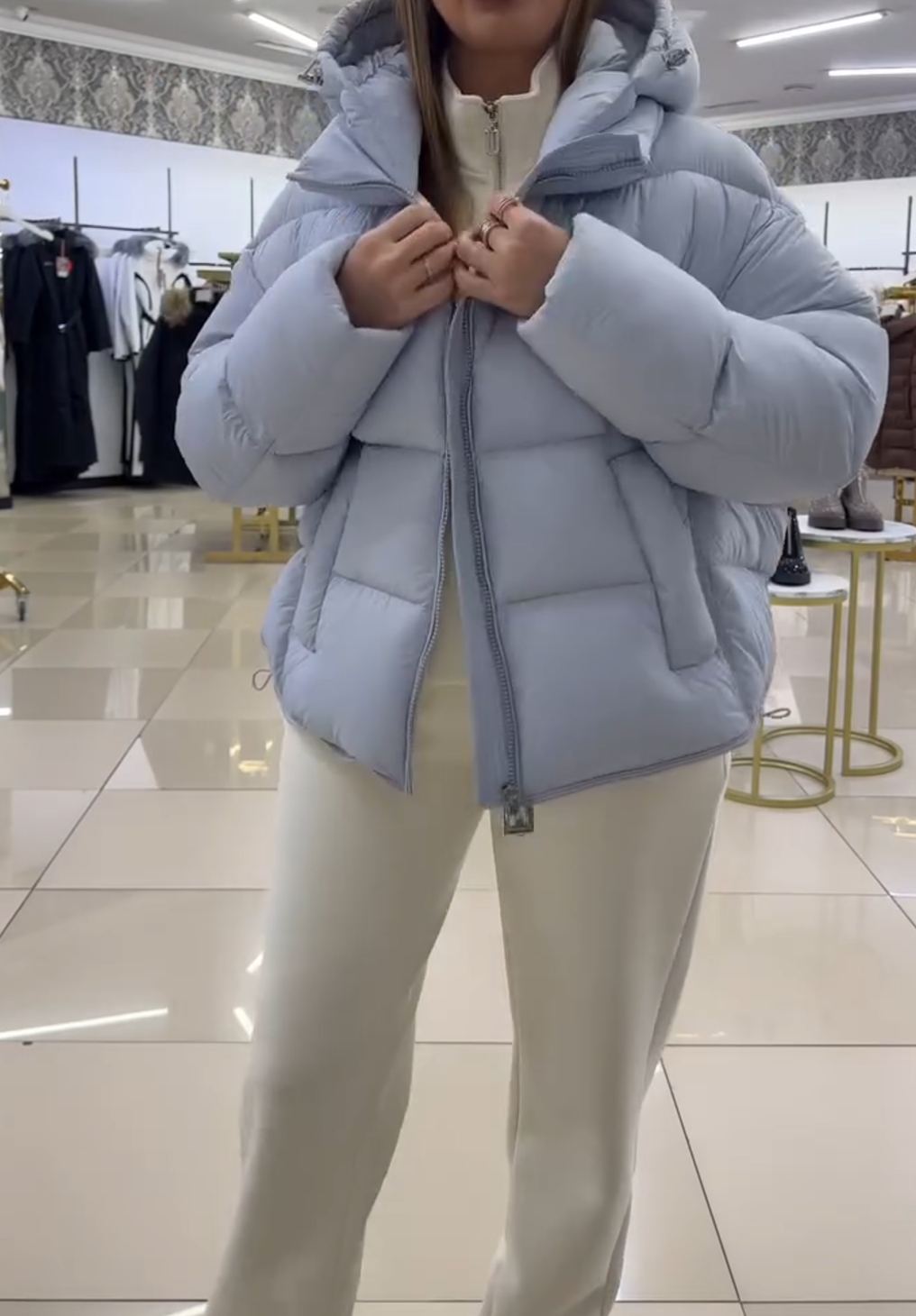 [Copy]Black Faux Fur Coat with Belt and Dark Brown Fur Collar