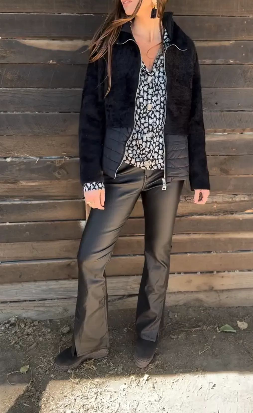 [Copy]Short Coat with Brown Faux Fur Collar and Lining