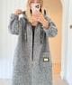 [Copy]Grey Marled Long Hooded Coat with Textured Design