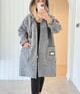 [Copy]Grey Marled Long Hooded Coat with Textured Design