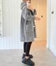 [Copy]Grey Marled Long Hooded Coat with Textured Design