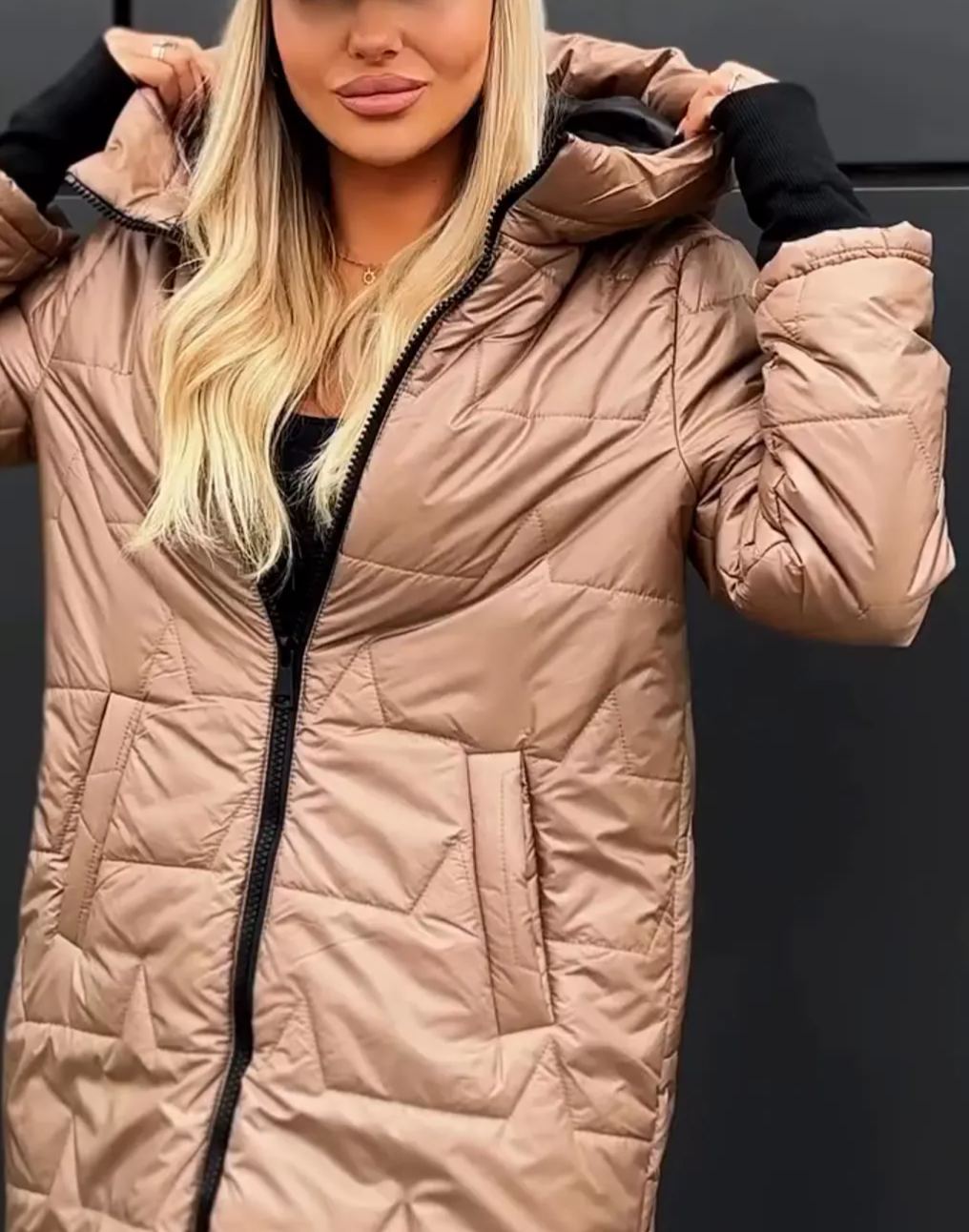 [Copy]Chic Black Puffer Coat with Faux Fur Trim