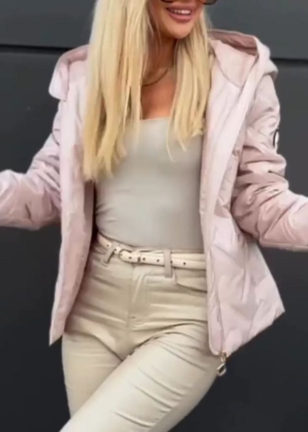 [Copy]Taupe Long Quilted Puffer Coat with Hood