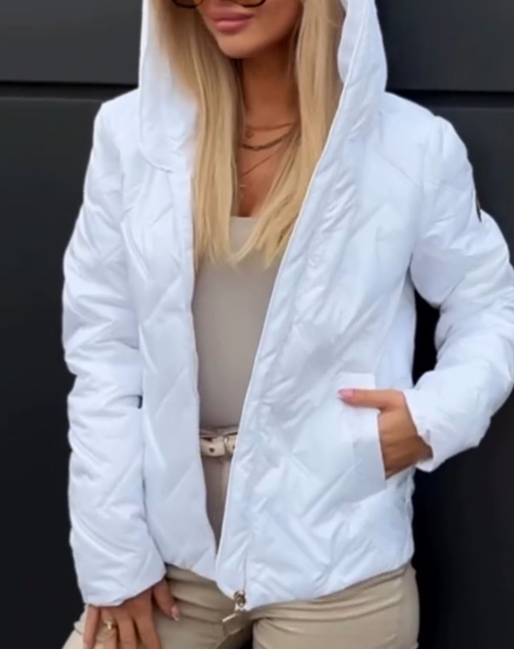 [Copy]Taupe Long Quilted Puffer Coat with Hood