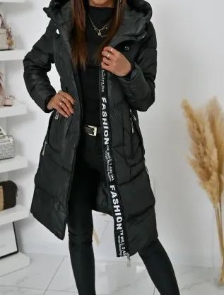 Taupe Long Puffer Coat with Hood & Fashion Accent