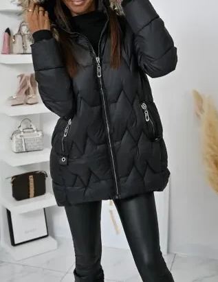 Olive  Long Puffer Coat with Faux Fur Hood & Branded Patch