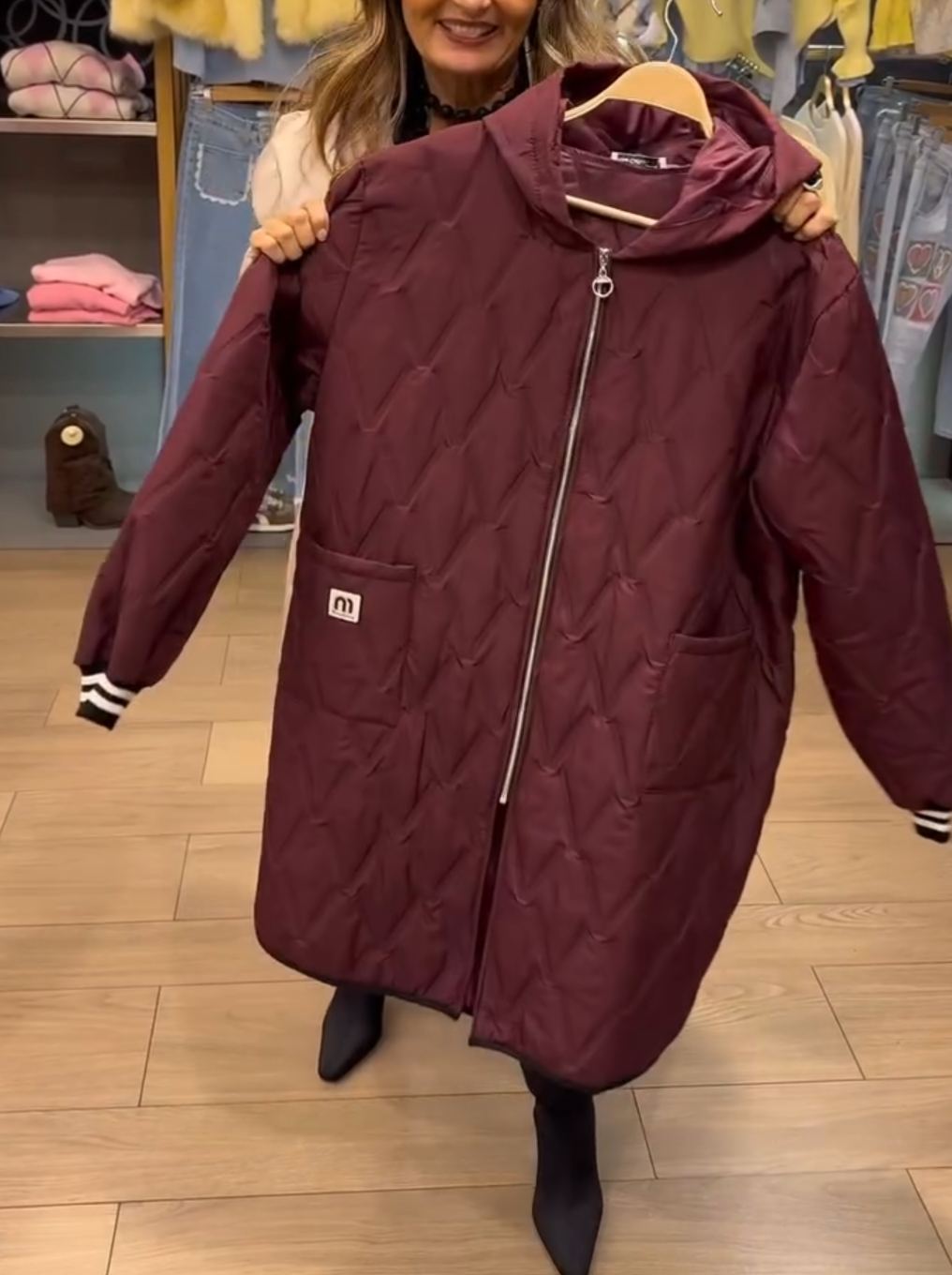 [Copy]Olive Gray Puffer Coat with Oversized Black Faux Fur Hood & Contrast Stitching