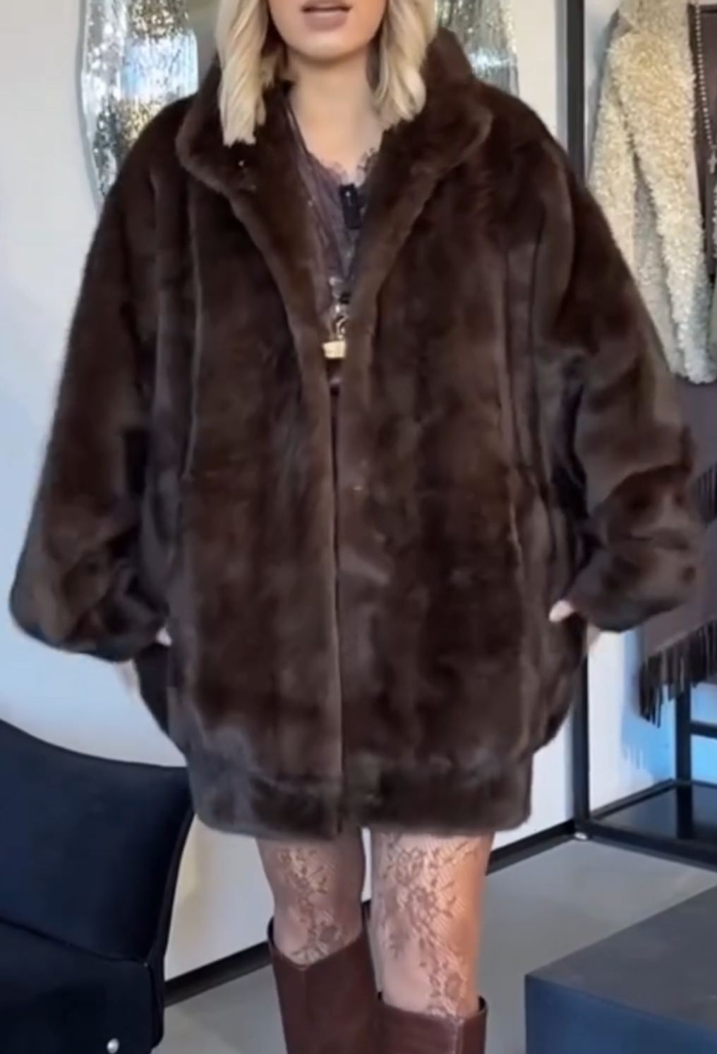 [Copy] Oversized Quilted Longline Puffer Coat with Stand Collar