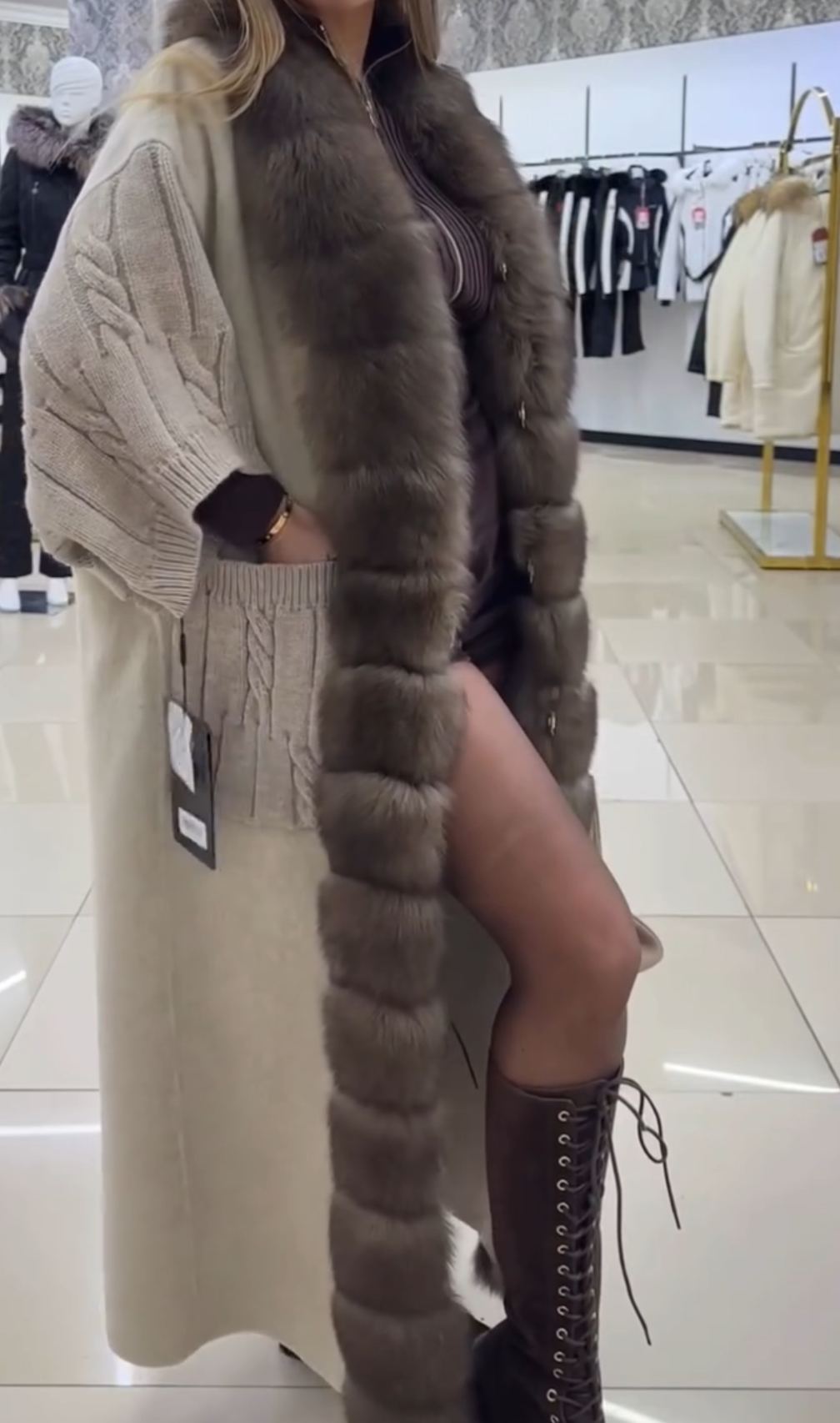 [Copy]Chocolate Brown Oversized Parka with Faux Fur Lined Hood