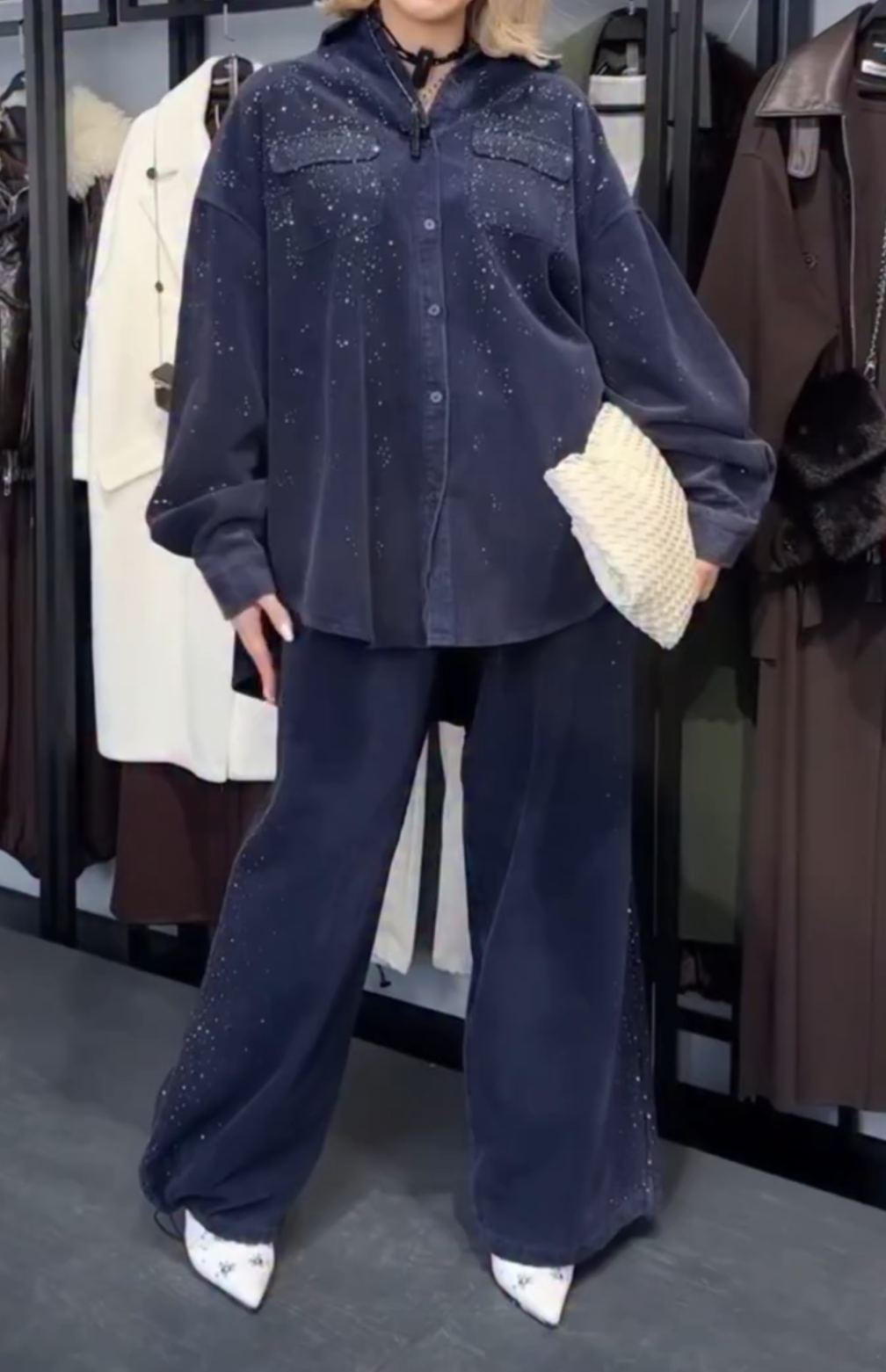 [Copy]Chocolate Brown Oversized Co-ord Set: Batwing Sleeve Top + Wide Leg Pants