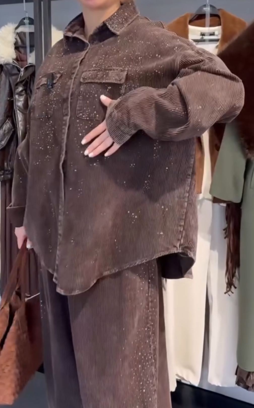 [Copy]Chocolate Brown Oversized Co-ord Set: Batwing Sleeve Top + Wide Leg Pants