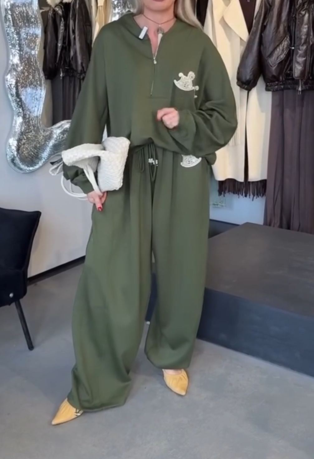 [Copy]Sparkle Oversized Two-Piece Set: Button-Up Shirt + Wide Leg Pants