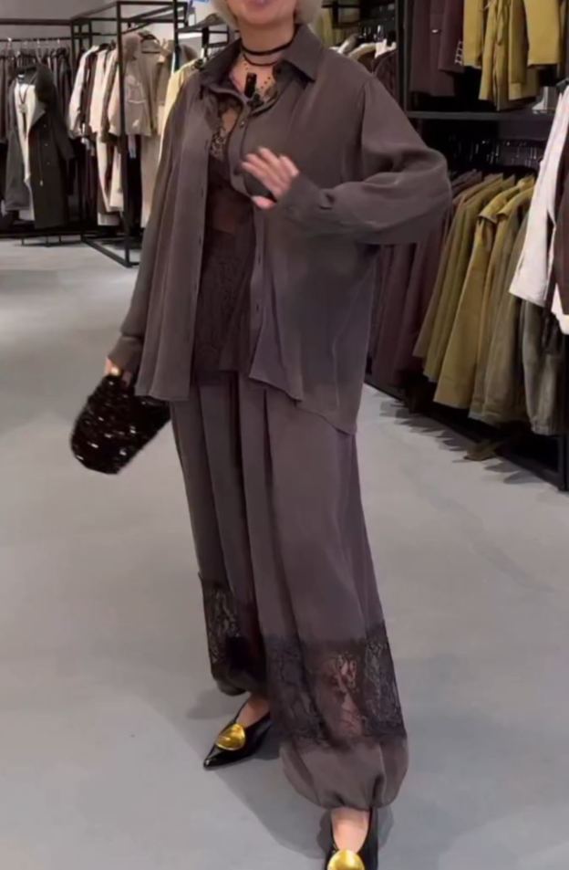 [Copy]Terracotta Linen Two-Piece Set: Button-Up Shirt + Wide Leg Pants