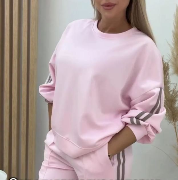 [Copy]Dark Brown Oversized Two-Piece Set: Batwing Sleeve Sweatshirt + Flared Pants