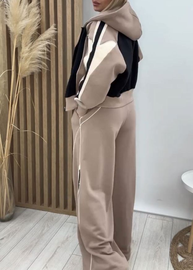 [Copy]Two-Tone Denim Two-Piece Set: Cropped Jacket + Flared Pants