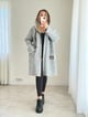 Grey Marled Long Hooded Coat with Textured Design