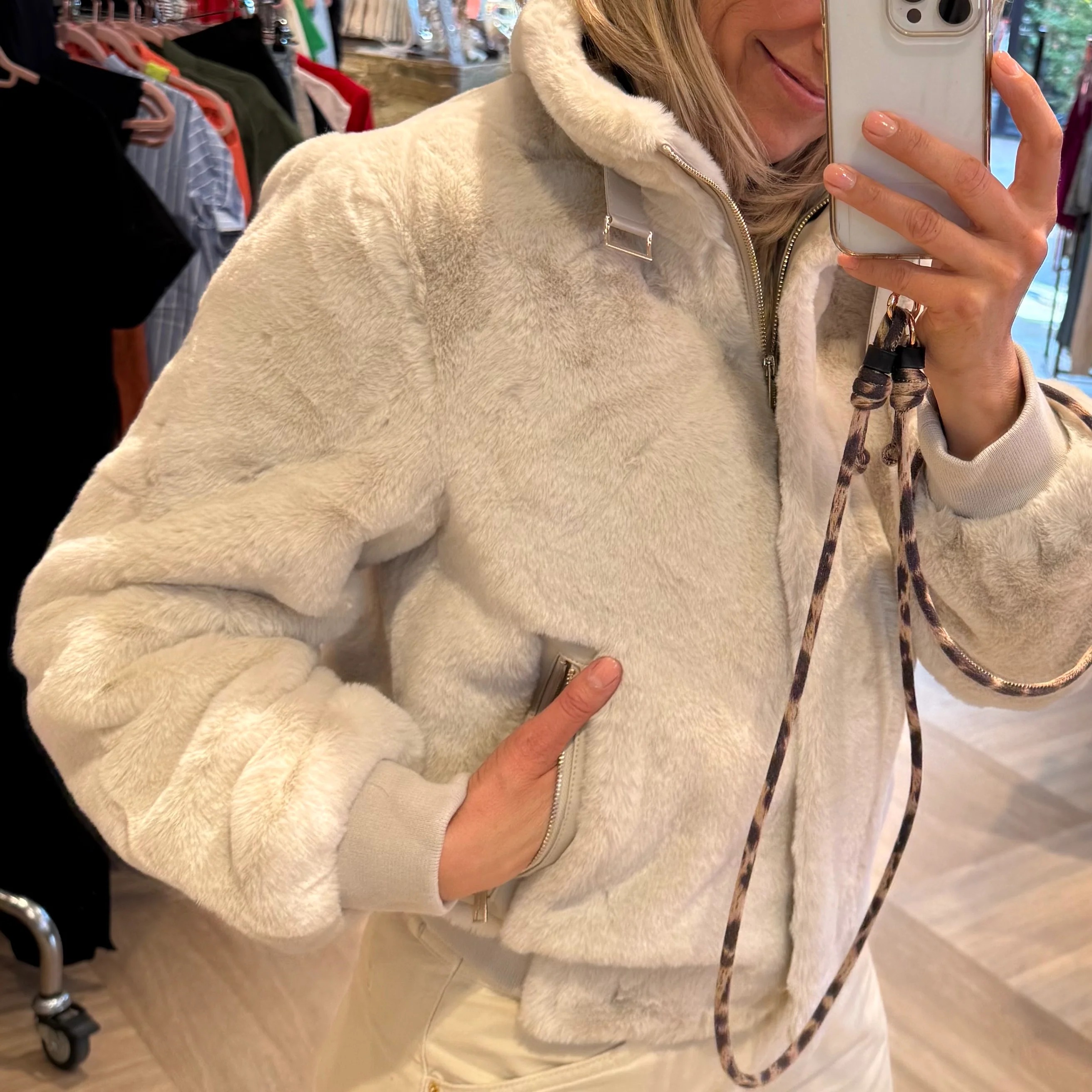 Elegant Furry Bomber Jacket