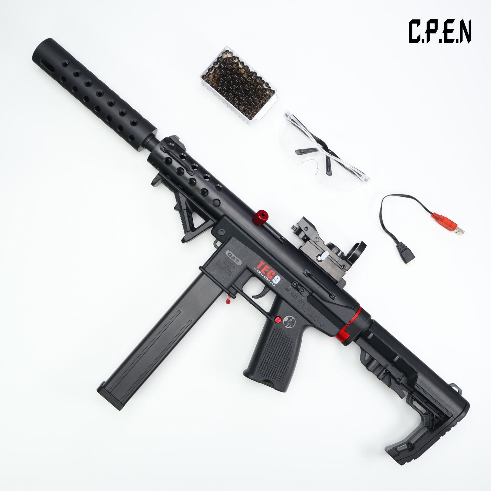TEC9 Nylon tactical board Gel emitter Safety toy gun