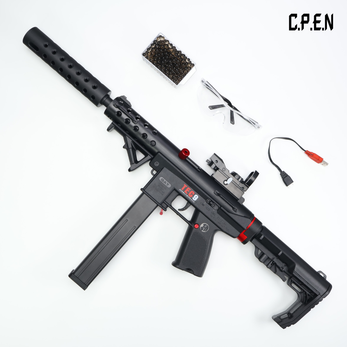 TEC9 Nylon tactical board Gel emitter Safety toy gun