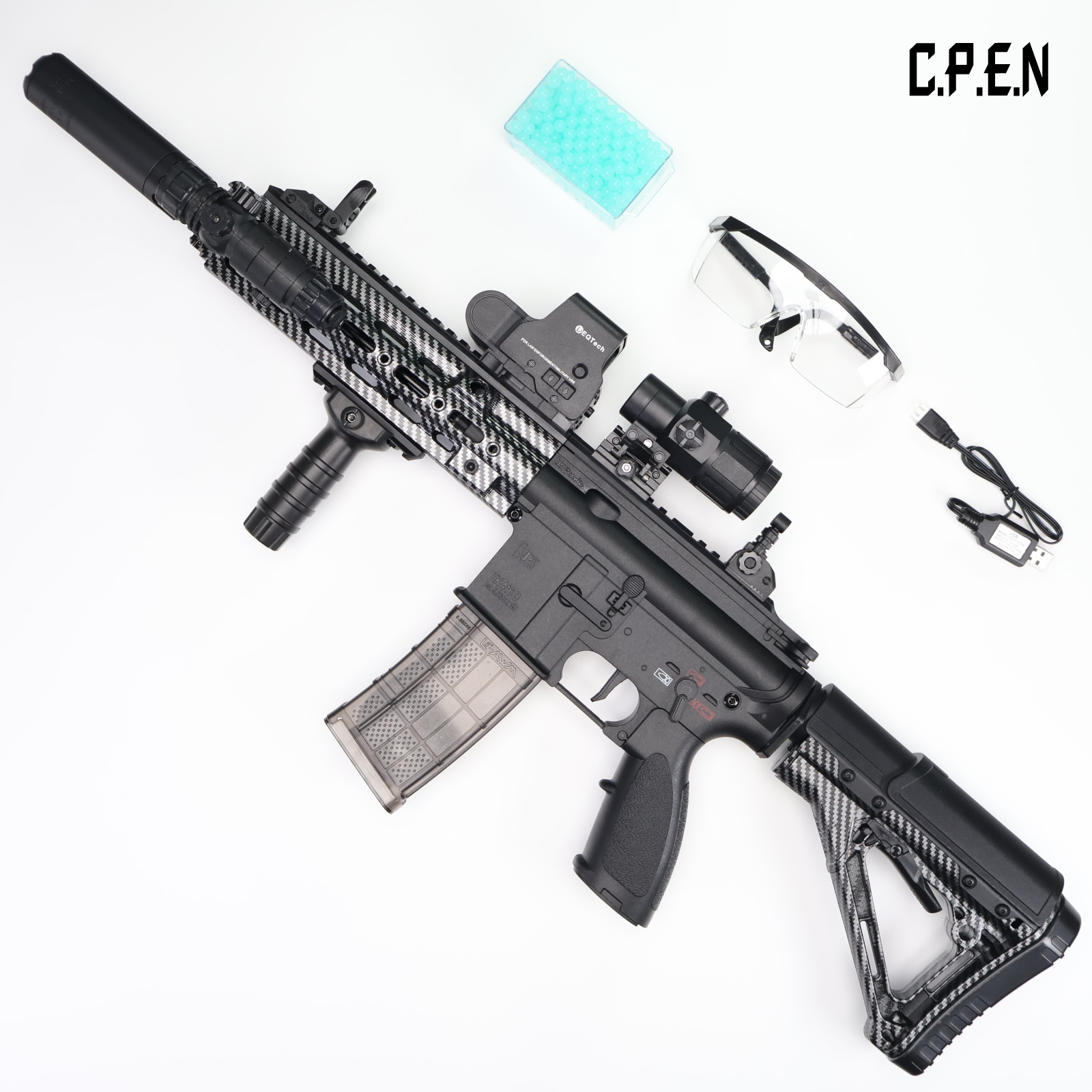 HK416D-SMR Gel Blaster, Carbon Fiber Pattern Luminous Edition, Safe Toy Gun
