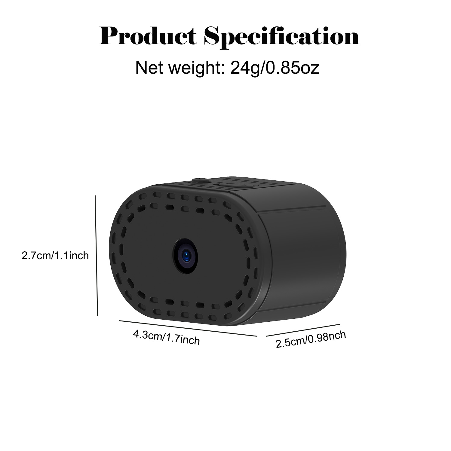 Ultra-Compact Magnetic WiFi Security Camera, Dual Power Supply (Built-in Long-Lasting Battery & 5V USB Plug-In for 24/7 Work), Drill-Free Mount, HD Remote Monitor, Motion Detection, Night Vision, Push Alert, Proprietary Encryption, Cloud Storage