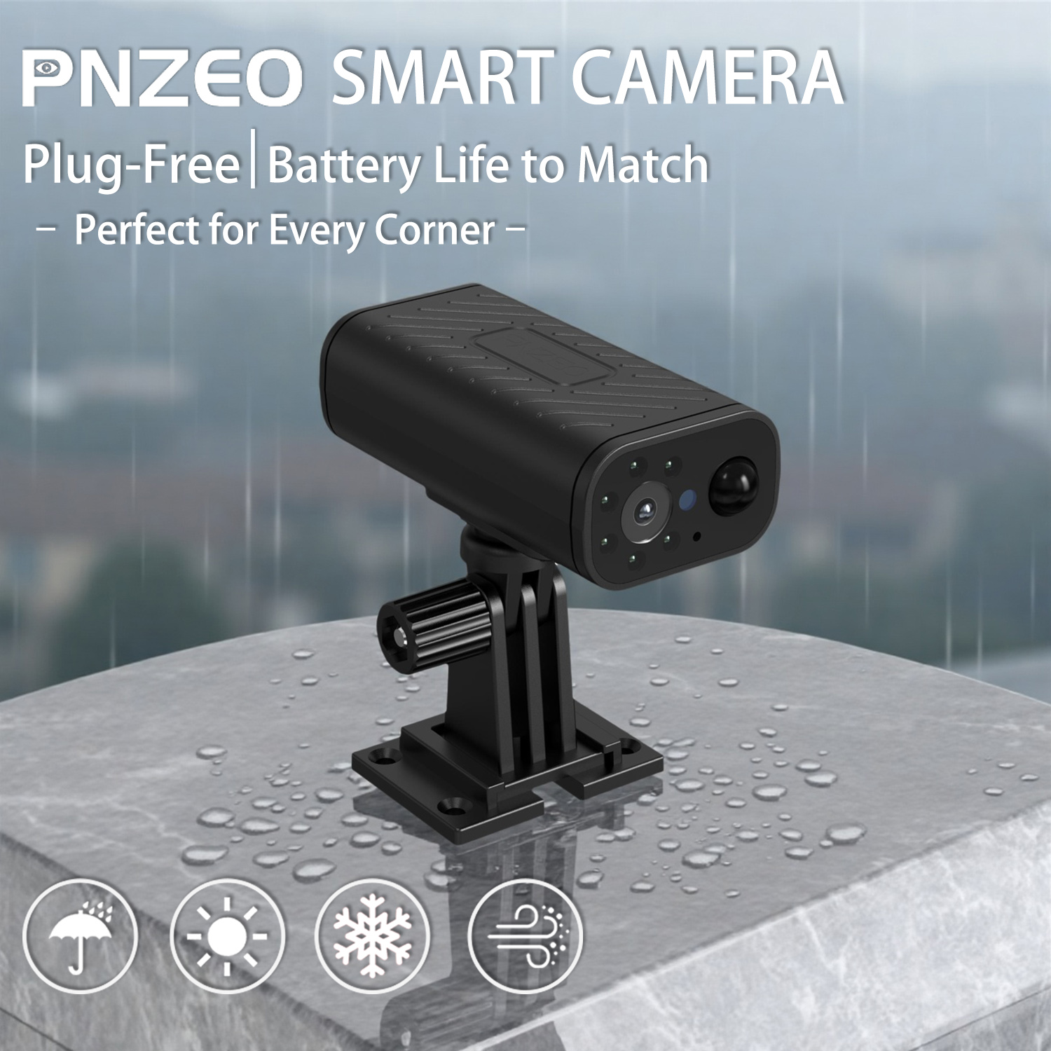 PNZEO W9 Waterproof Mini Cam for Every Corner, Plug-Free Battery Life to Match, 4K Compact Smart Home Security Cameras, Portable Wireless WiFi Monitoring, with Remote ON/Off, for Outdoor & Indoor