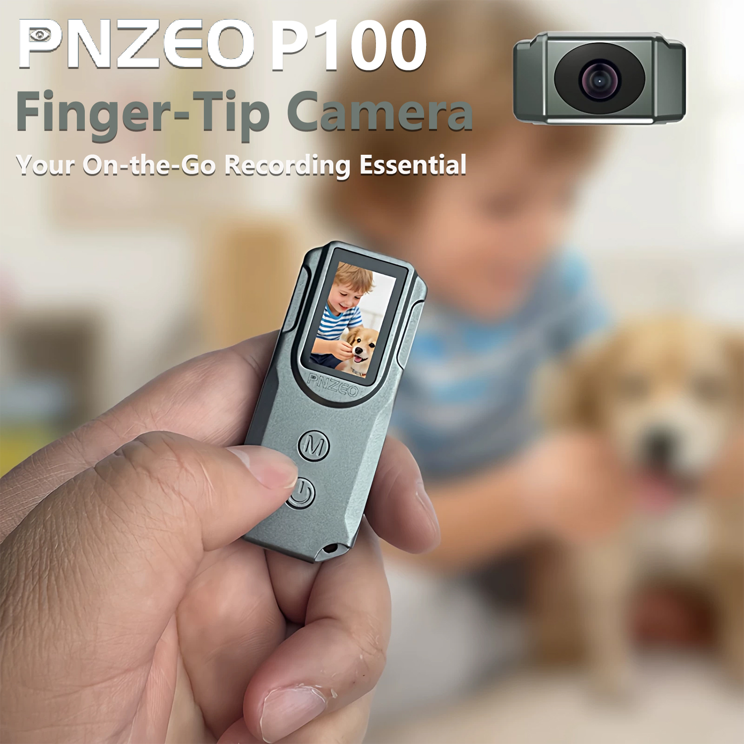 PNZEO P100 Fingertip Cameras, Compact Portable Action Cameras, With HD Display, 1080P FHD Mini Pocket Vlogging Camera for Work, Study, Family, Travel, Pet Walking