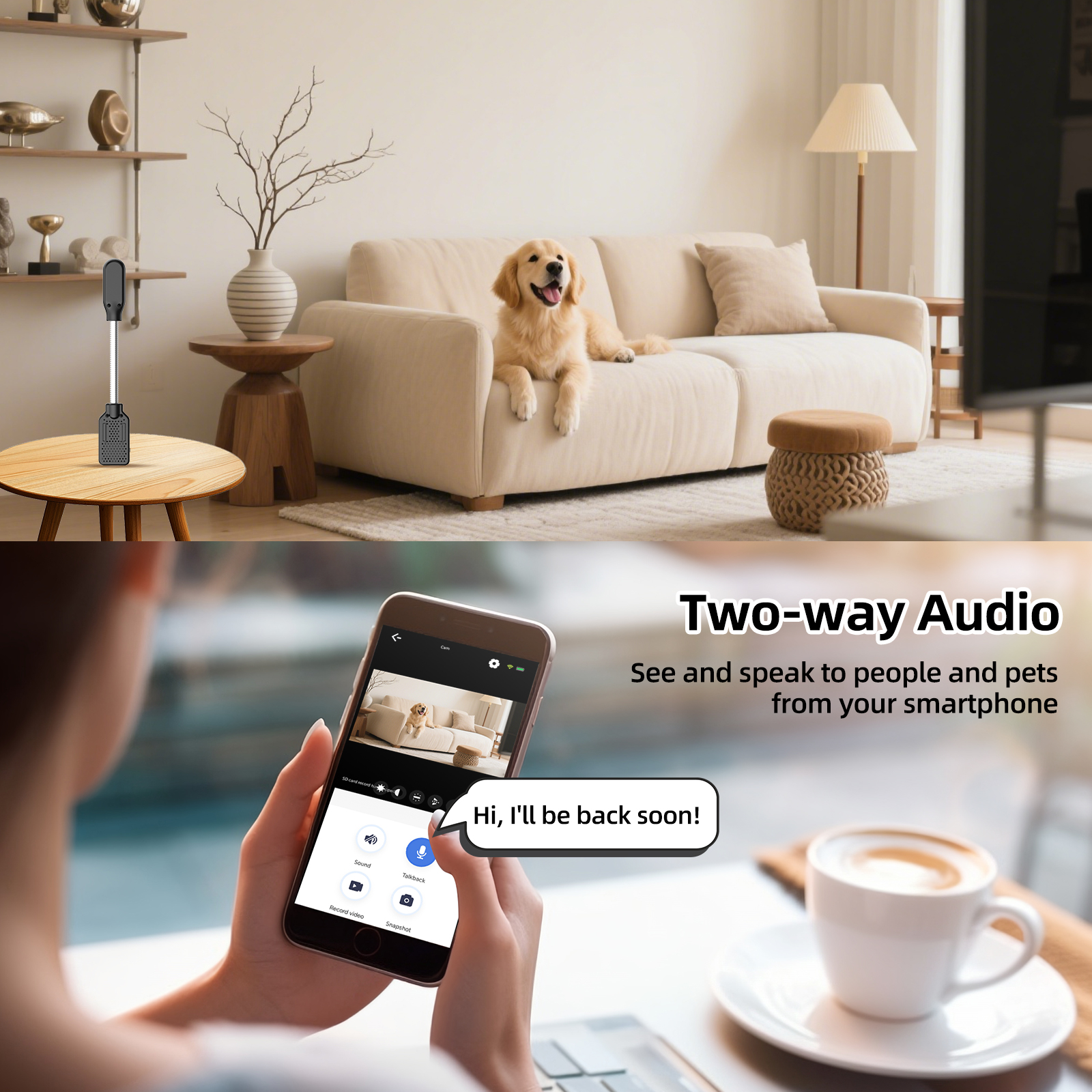 PNZEO W8 Compact Indoor Plug-in Mini Smart Home Security Camera, Support 5GHz & 2.4GHz Dual-Band WiFi,1920x1080 FHD Video, IR Night Vision, Motion Detection, Two-Way Audio, Pet/Nanny Monitor Cam