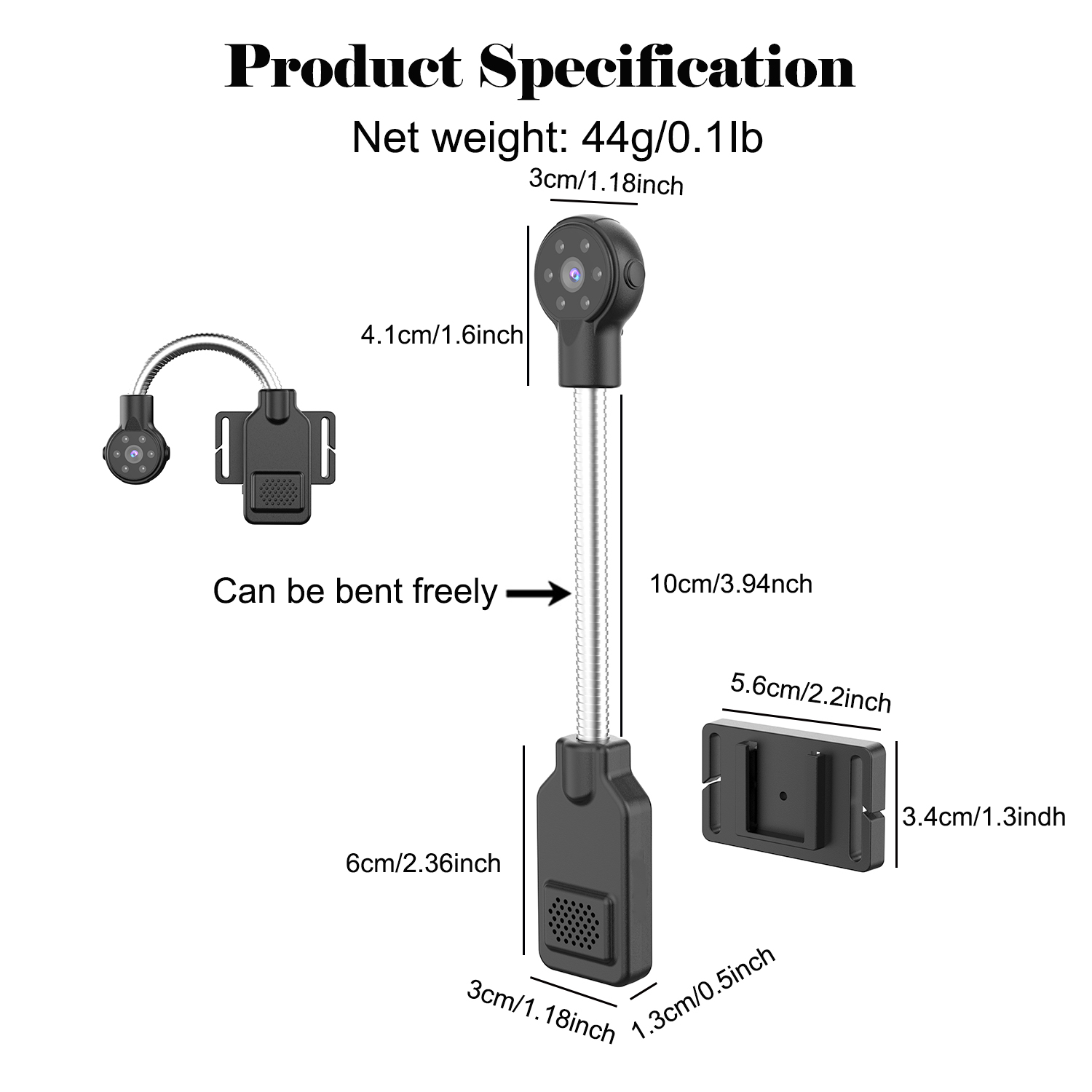 Portable Flexible Gooseneck Security Camera, WiFi Home Surveillance Camera, Plug‑and‑Play with Motion Detection, Night Vision, Two‑Way Audio, Local & Cloud Storage for Home Baby Pet Monitoring
