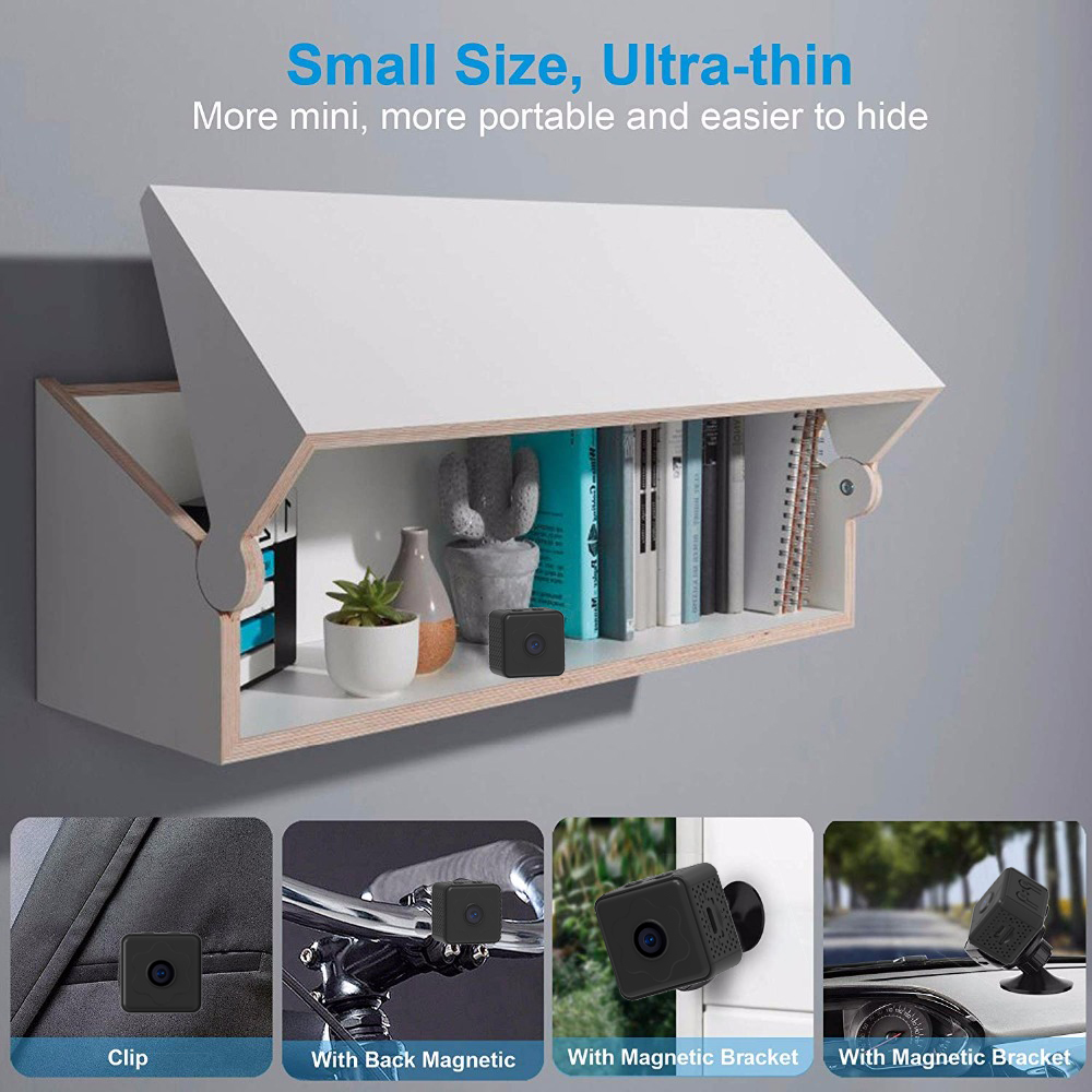 PNZEO V2 Mini Hidden Home Security Camera Wireless WiFi Remote Monitor Camera Tiny Smart Home Security Camera Support sleep standby, remote on/off