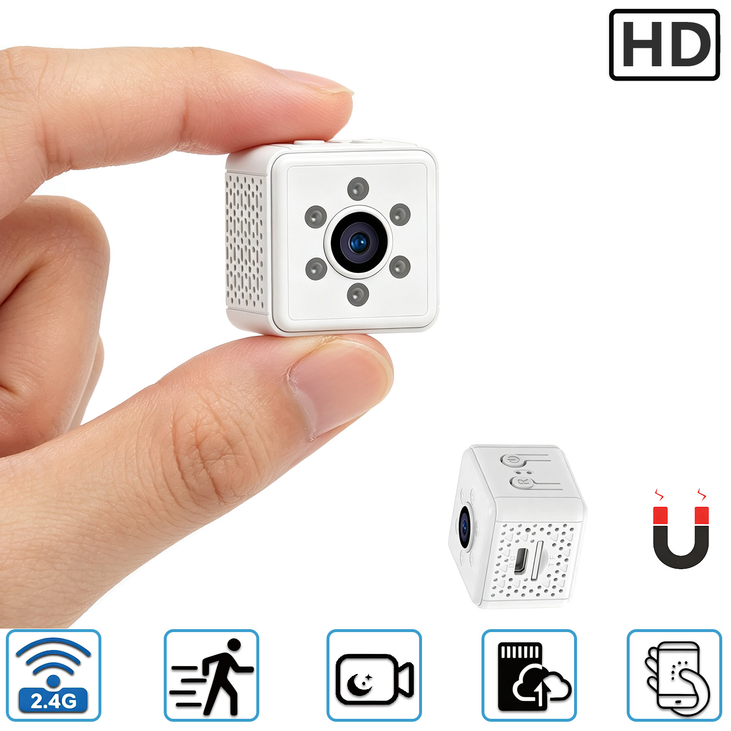 Next-Gen Portable Mini WiFi Security Camera Remote Monitoring Indoor Home Surveillance Video Recorder Motion Alert