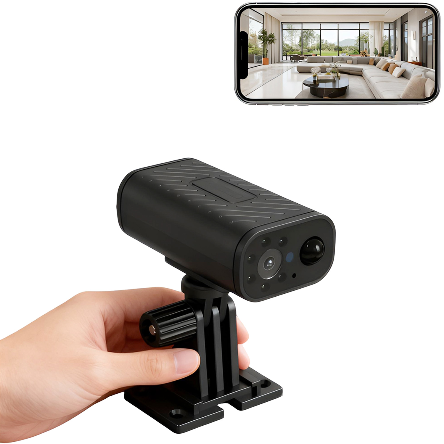 PNZEO W9 Waterproof Mini Cam for Every Corner, Plug-Free Battery Life to Match, 4K Compact Smart Home Security Cameras, Portable Wireless WiFi Monitoring, with Remote ON/Off, for Outdoor & Indoor