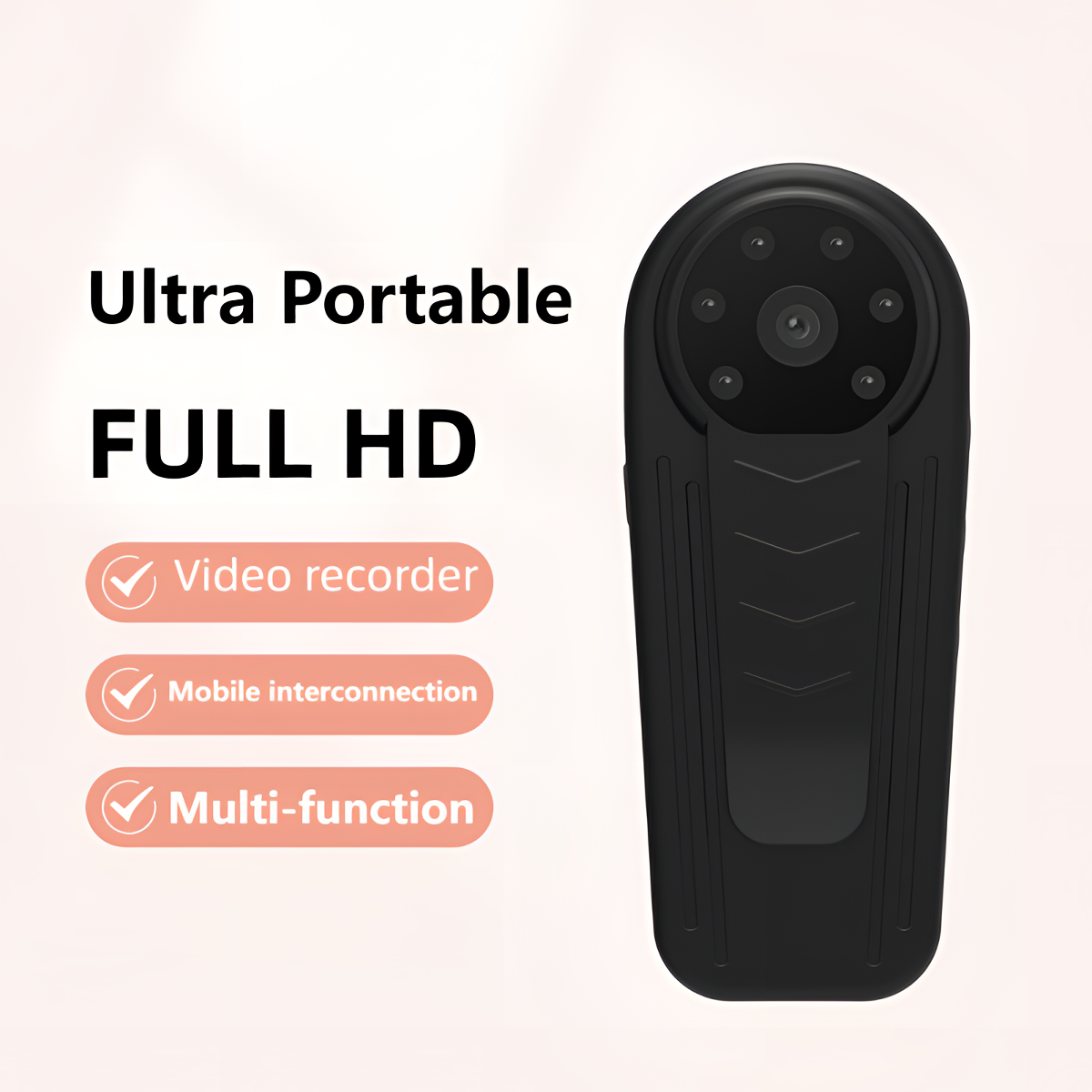Ultra Portable Full HD Mini Video Camera, Multi-Function Recorder with Mobile Interconnection, Pocket Camera, Video Recorder, Body cam