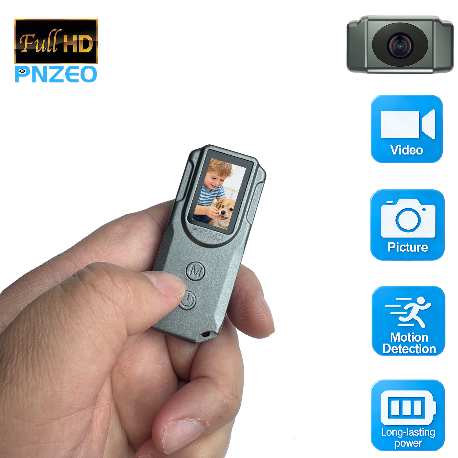 PNZEO P100 Fingertip Cameras, Compact Portable Action Cameras, With HD Display, 1080P FHD Mini Pocket Vlogging Camera for Work, Study, Family, Travel, Pet Walking
