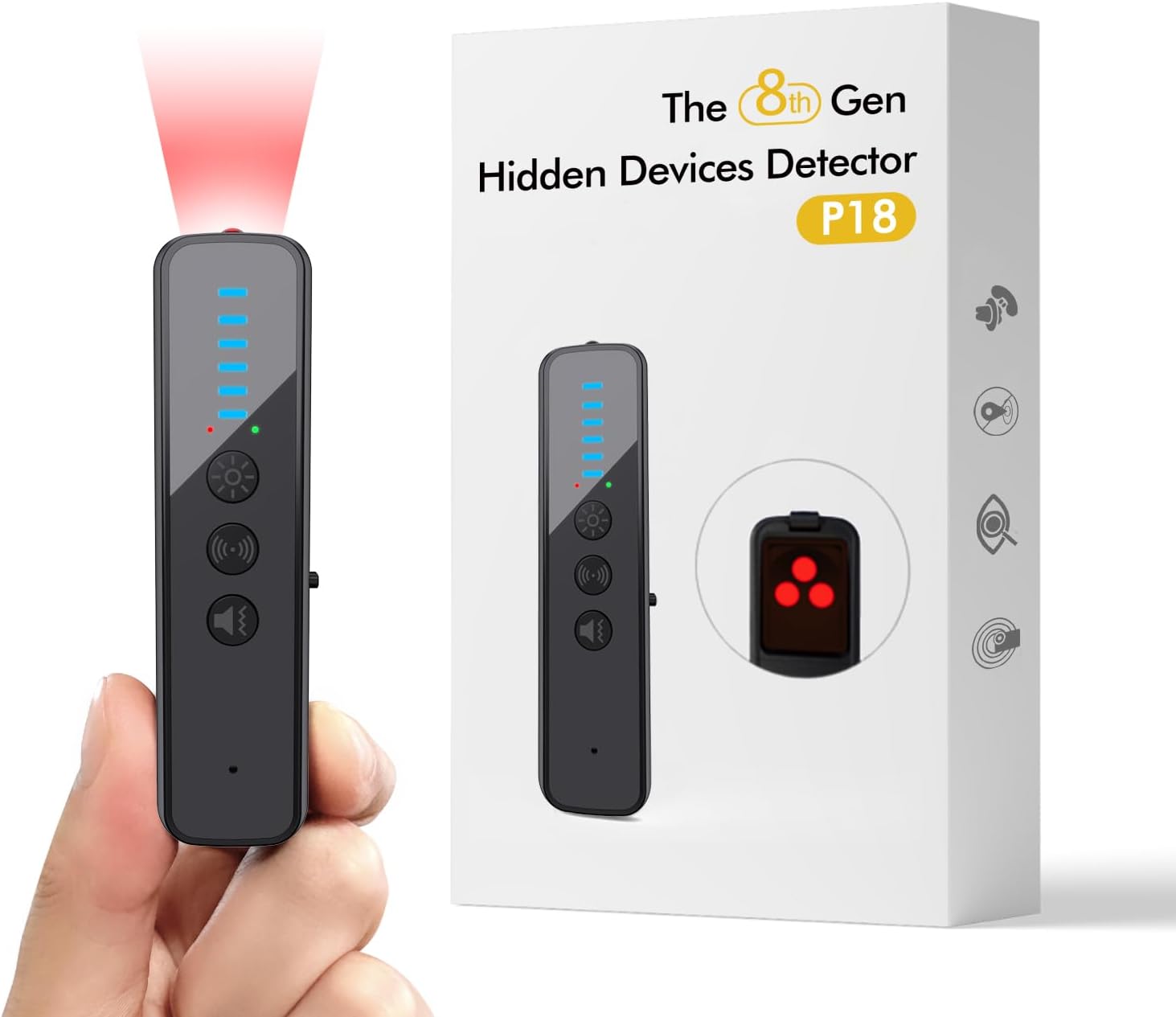 Hidden Camera Detector - AI-Powered Anti-Spy Device, GPS Tracker & Bug Detector, Portable RF Signal Scanner for Hotels, Travel